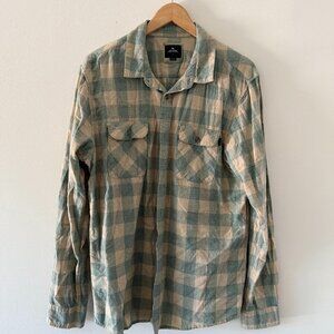 Rip Curl Green & Tan Plaid Flannel Shirt Men’s Large – Surf Style